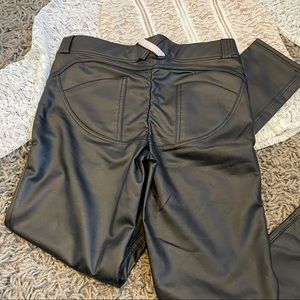 (4/$20) Faux Leather Silver Detailing Leggings
